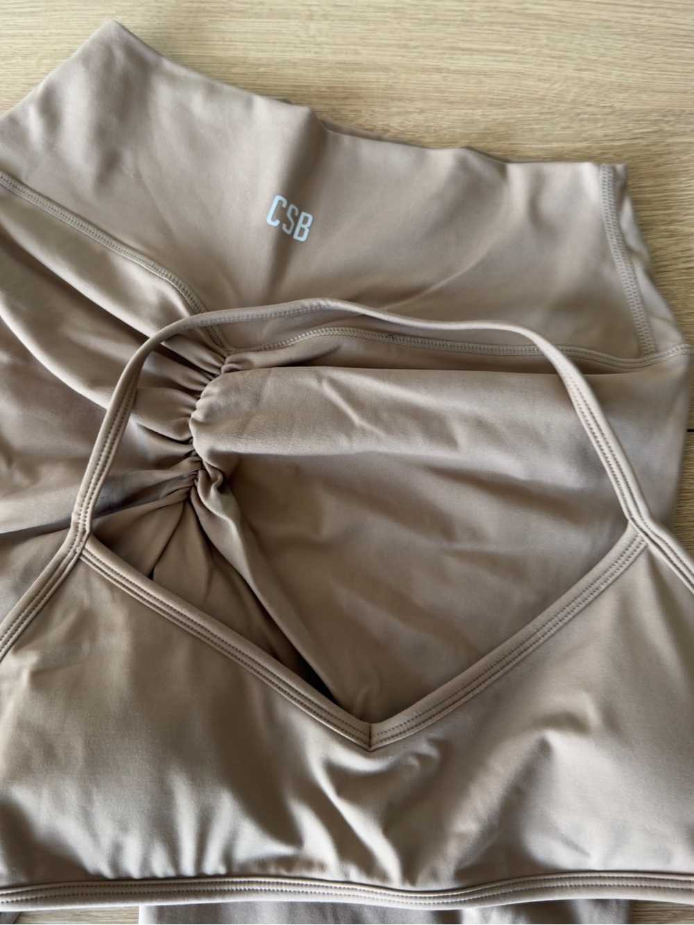 CSB Toffee Ruched leggings and micro top Set M
